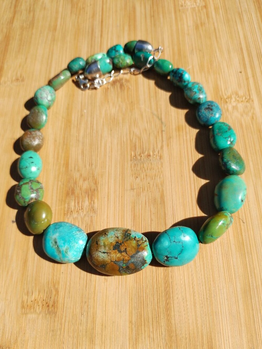 Jay King DTR Chunky Hubei Turquoise nugget necklace 925 Sterling Silver